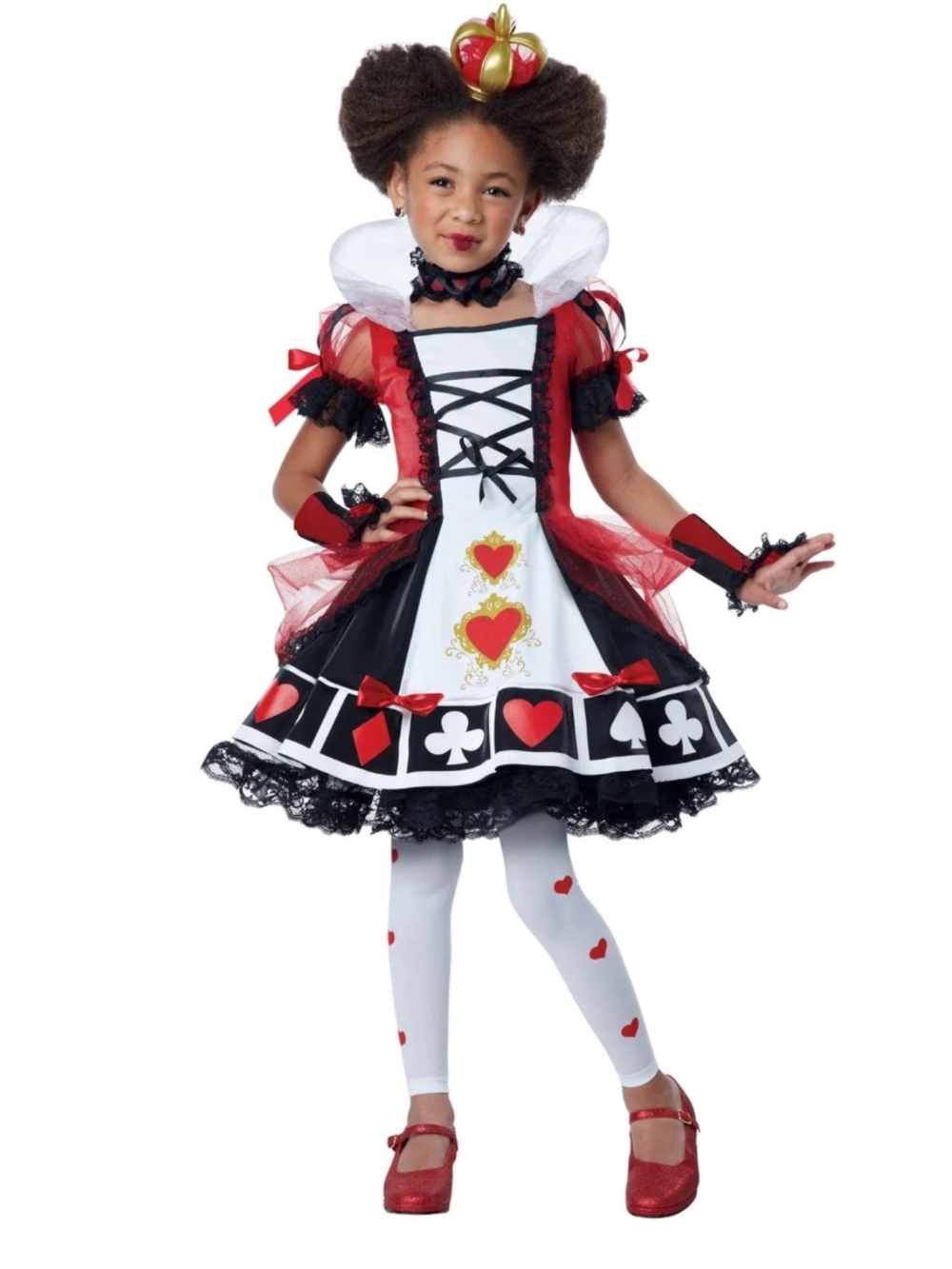 California Costumes Deluxe Queen of Hearts Kids Costume Red, Black, White M 8-10